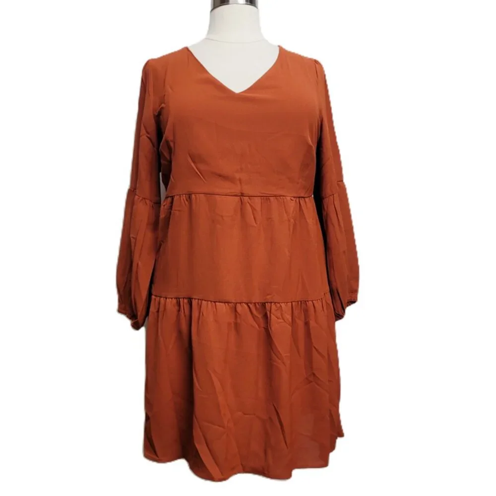 NWT Pinup Fashion Long Sleeve Babydoll Tunic Tiered Dress 18W